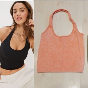 NEW AE Super Seamless Halter Top Coral Orange
